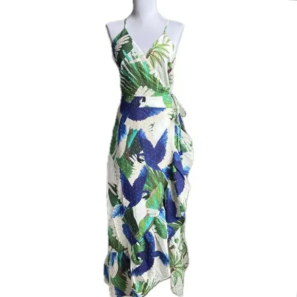 FARM Rio | Dresses | New Farm Rio Sihana Wrap Maxi Dress Size S Tropical  Print Tiered Romantic Beachy | Poshmark